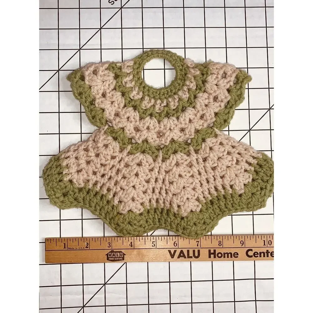 Vtg Crochet Dress Many Uses Potholder Trivet Wine Dish Bottle 8.5